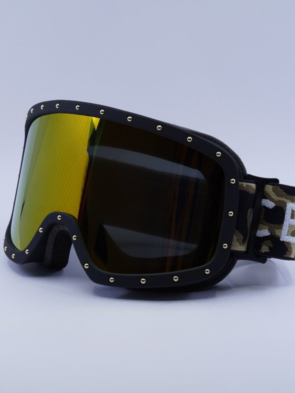 Celine CL40196U SKI MASK 99C Black Shield Frame, Gold Mirror Lenses